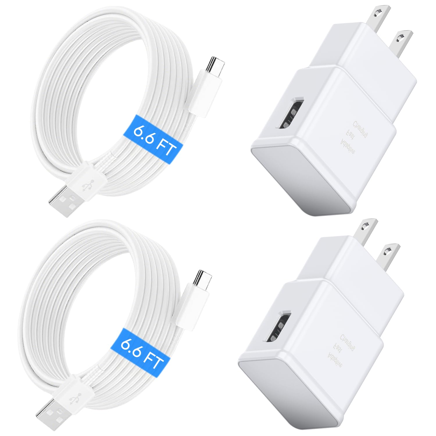 Type C Charger Fast Charging, 2 Pack USB C Android Phone Wall Charger Block &amp; 6.6ft Charge Cable Cord, for Samsung Galaxy S8/ S9/ S10 Plus Active S10e, S20/ S21 Ultra Plus, Note 8 9 10, Pixel 3 4 etc