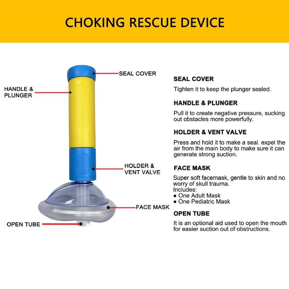 Aspeona (1 Pack) Portable Anti-Choking Suction Device – Emergency Airway Rescue Kit with Adult & Child Masks for Home, Travel & Office (New Choking Pump) 1