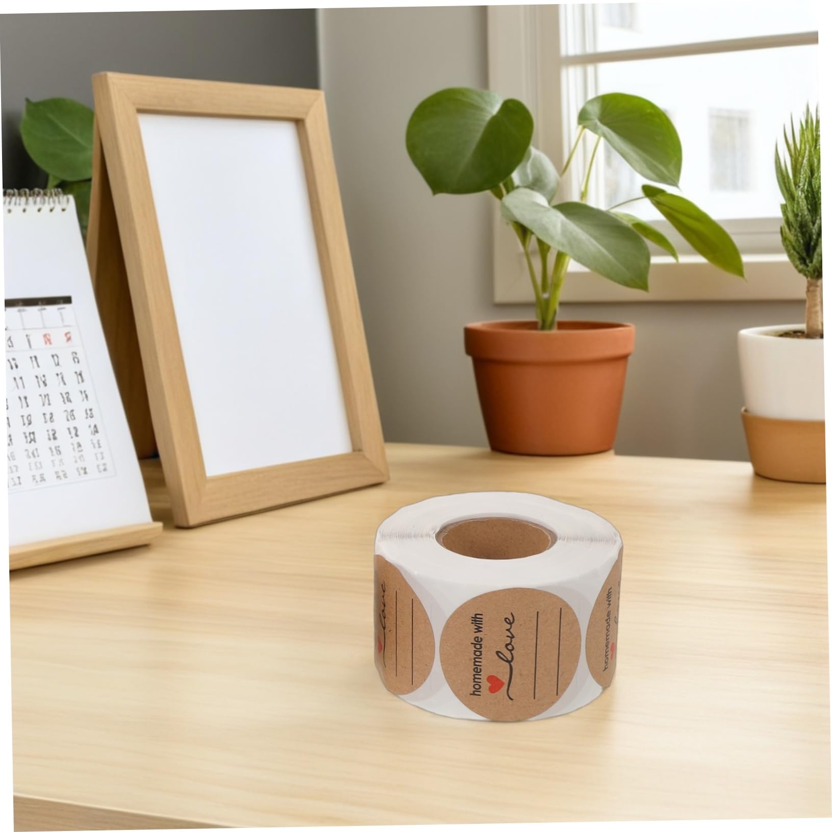 3 Pezzi Adesivi Rotondi in Kraft Forte Etichette Termiche Autoadesive su Rotolo per Sigillare Pacchi Buste e Barattoli per Mano e Decorazioni