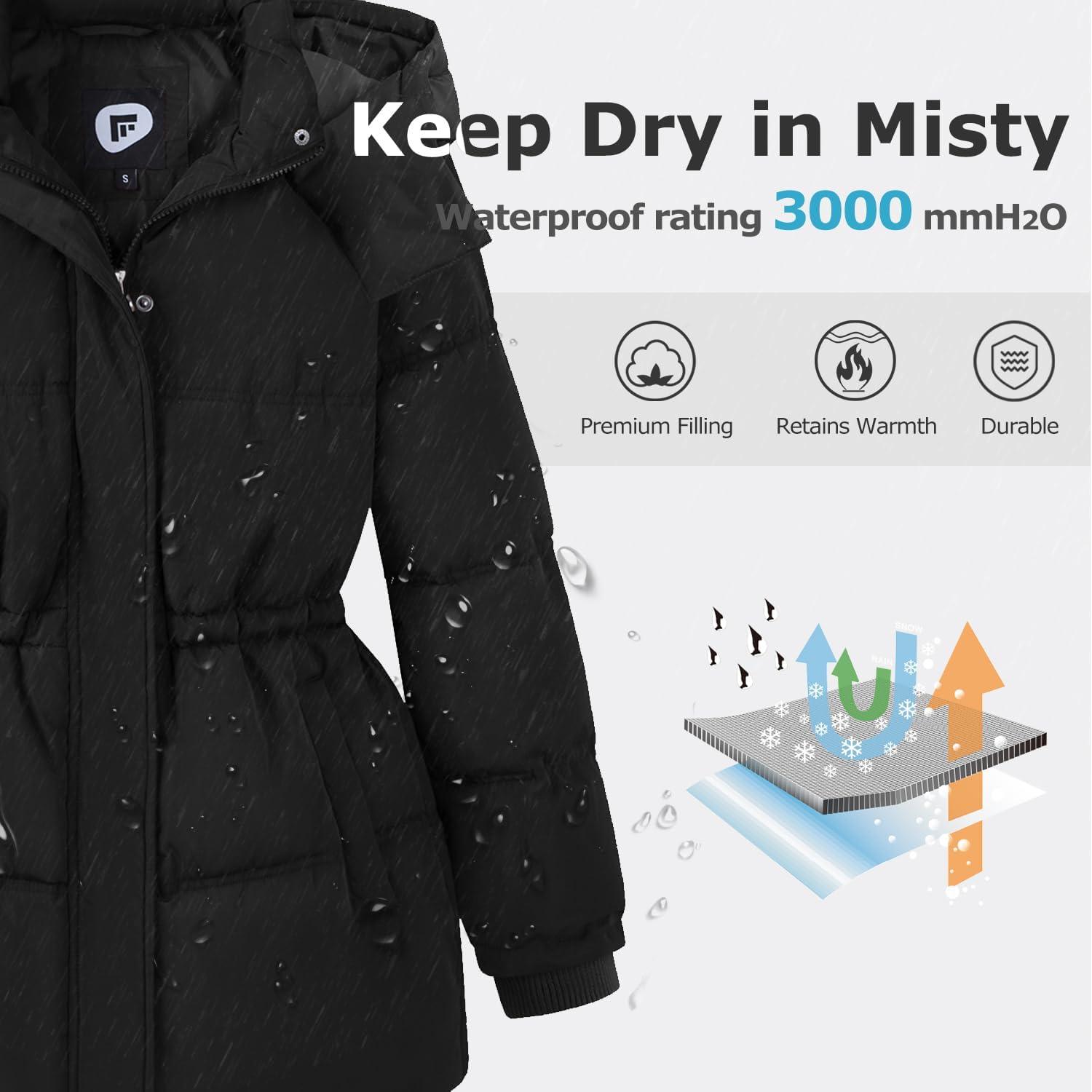 Women's Winter Coats Quilted Puffer Jacket Warm Snow Coat with Removable Hood - Image 3