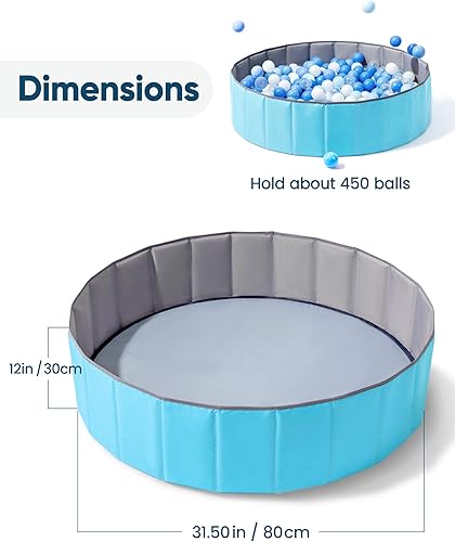 Miniatura 9 de Hikiddy Piscina de bolas grande para niños pequeños  Piscina de pelotas para bebés de 44 pulgadas con alfombra de juego desplegable, portátil y