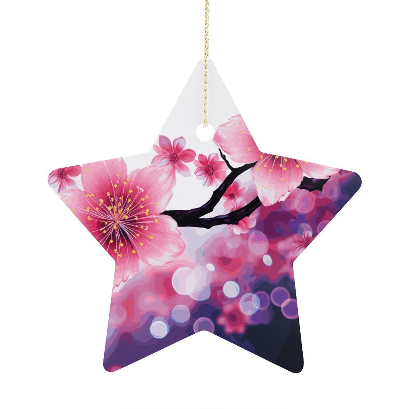 Fodpand Women's Style Flower2 Ornament With String, Keepsake Hanging Decorations,Ceramic Ornaments For Men Indoor Home Holiday Party Gifts