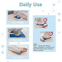 Vista 6 de Cojín antiescaras para glúteos, almohada de gel en forma de T y espuma viscoelástica, cojín de asiento para alivio del dolor de coxis, cojín