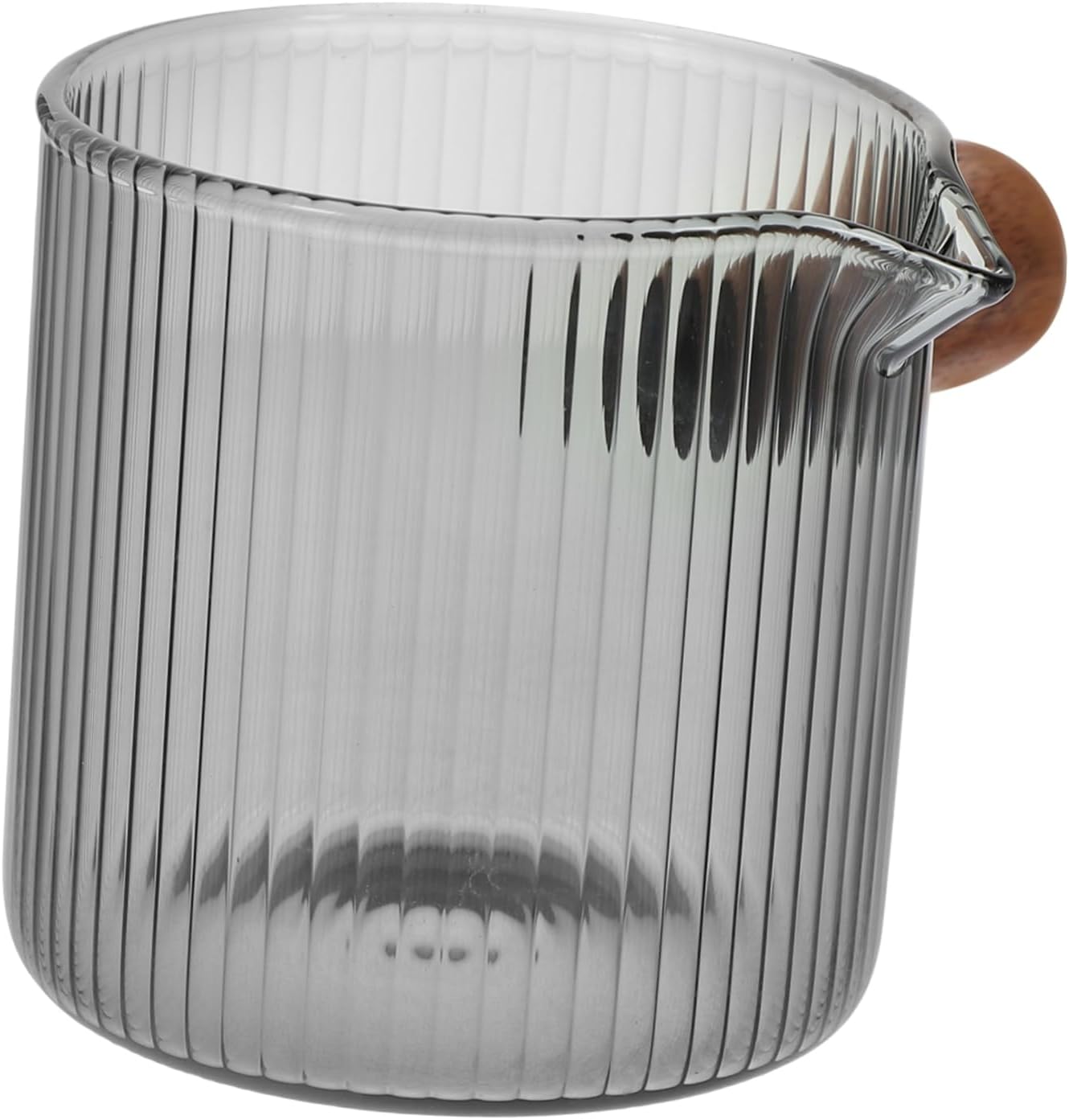 5pcs Glass Milk Pitcher with Wooden Handle 120ml Espresso Measuring Cup