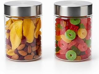 PEARLPET Plus Range Plastic Storage Jars & Containers For Kitchen Stackable Air Tight Steel Cap Jar, Food Grade Bpa-Free 2 pieces of 750 Ml