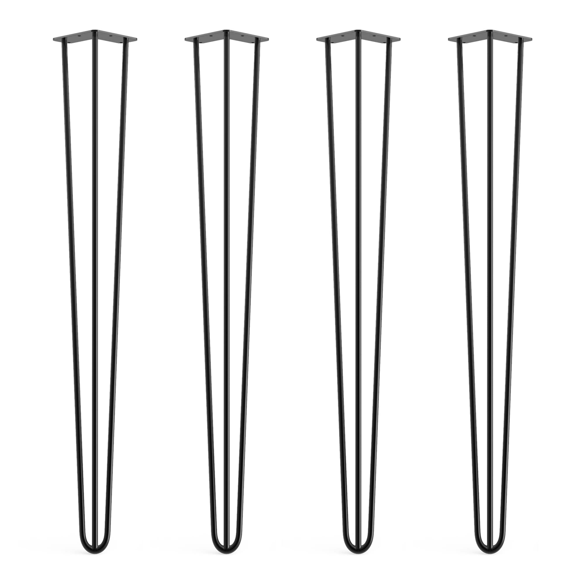 DT IRONCRAFT 4 x Hairpin Legs from 86cm 3 rod / 10mm, Black with Floor Protector Feet & Screws - Console & Counter Table Legs โ image 1