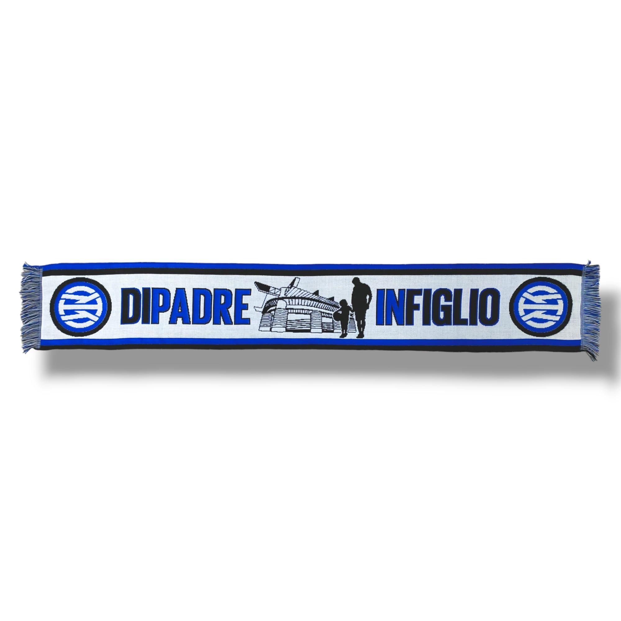 Inter Unisex Father In Son White/Black/Blue Jacquard Scarf New Logo And New Graphic Of Father In Son 2024 White, Acrylic, Adult, /, One Size