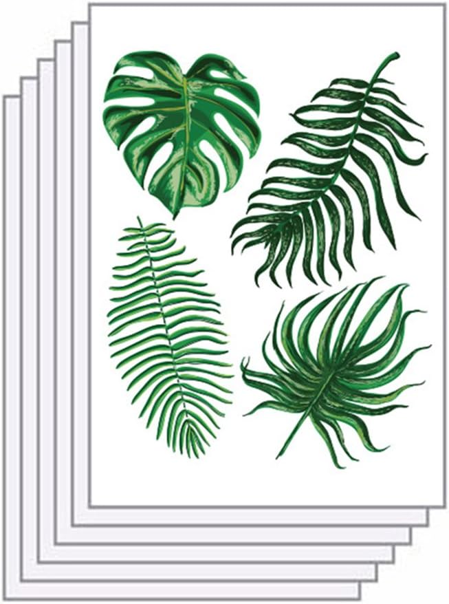 Steellwingsf 6 Sheets Removable Green Palm Leaves Tropical Wall Decal Sticker for Room Home Wall Paper Decal DIY Decoration