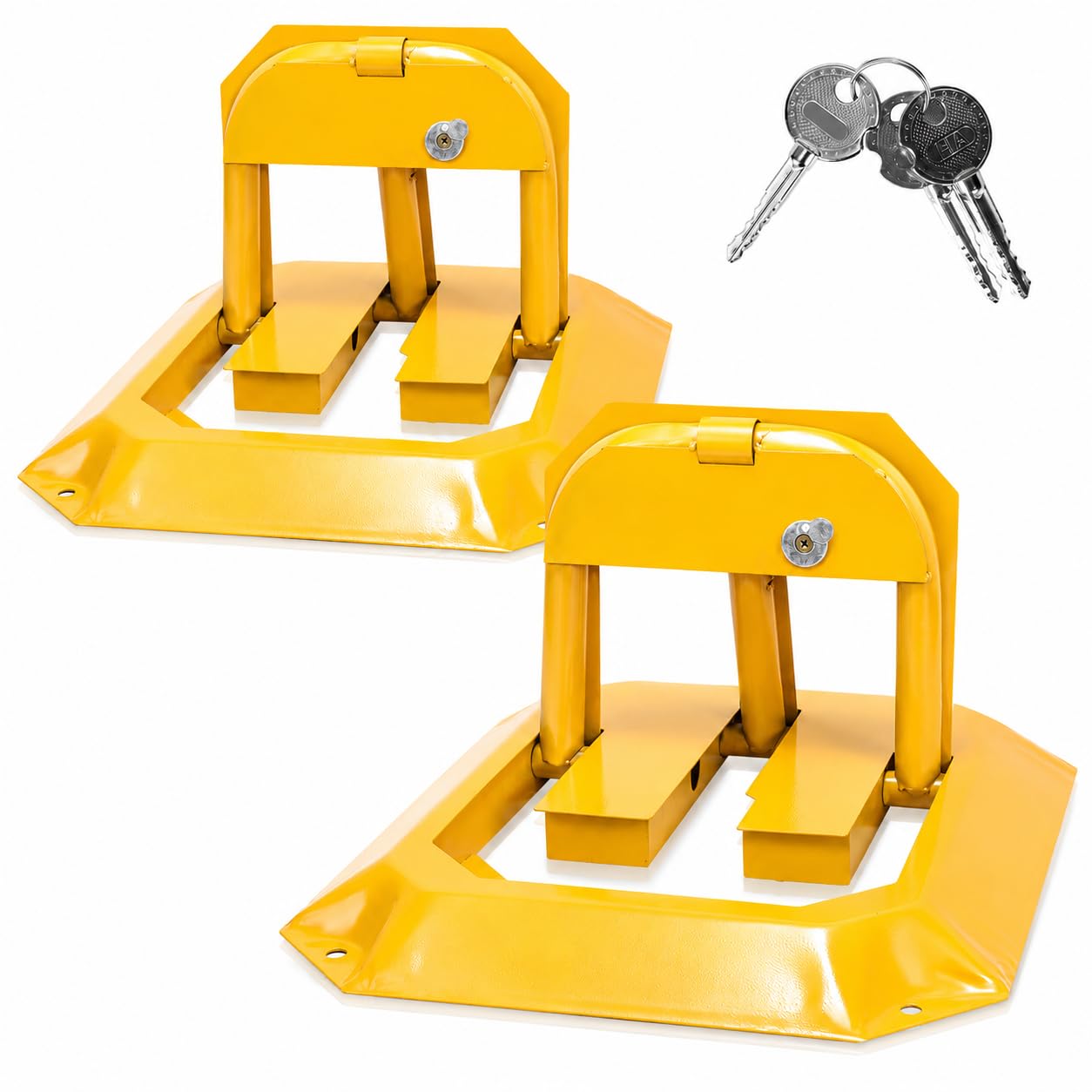 Sonnewelt Lot de 2 poteaux de parking pliables avec clés - Verrou de parking universel - Jaune