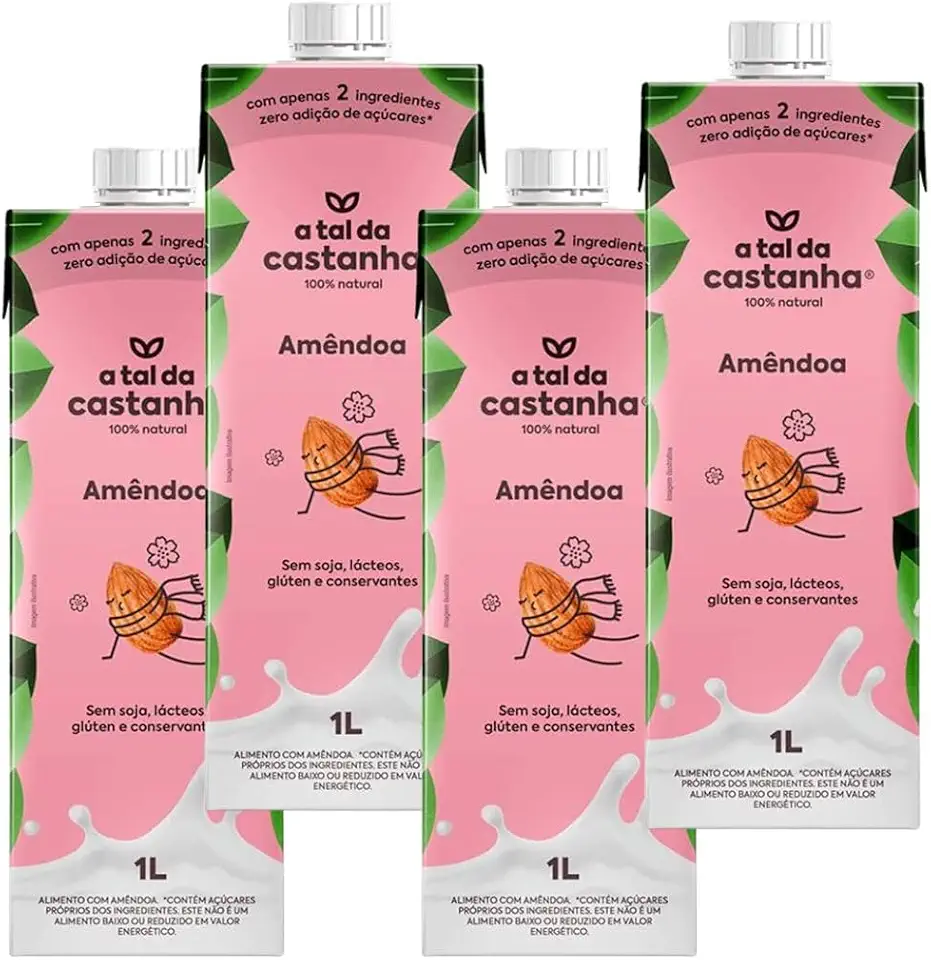 Leite de Amêndoa A Tal da Castanha - 4 unidades de 1 litro