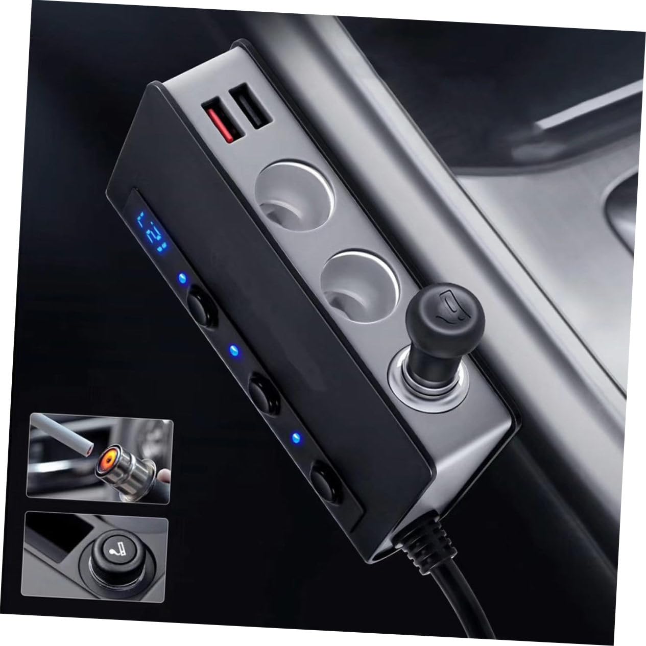 SHINEOFI Adattatore Multi Socket per Auto Porte USB e Uscite Accendisigari Caricatore con Interruttore per Smartphone Tablet e Accessori Elettronici Viaggio