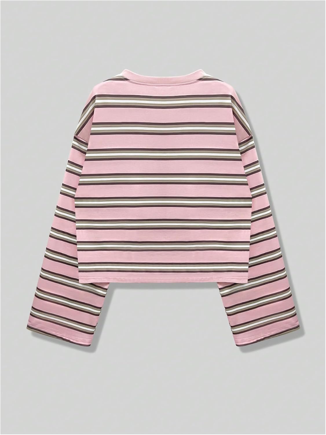 Women's Striped Oversized Tshirts Long Sleeve Crew Neck Baggy Tops Casual Fall Tee Shirt - Image 2