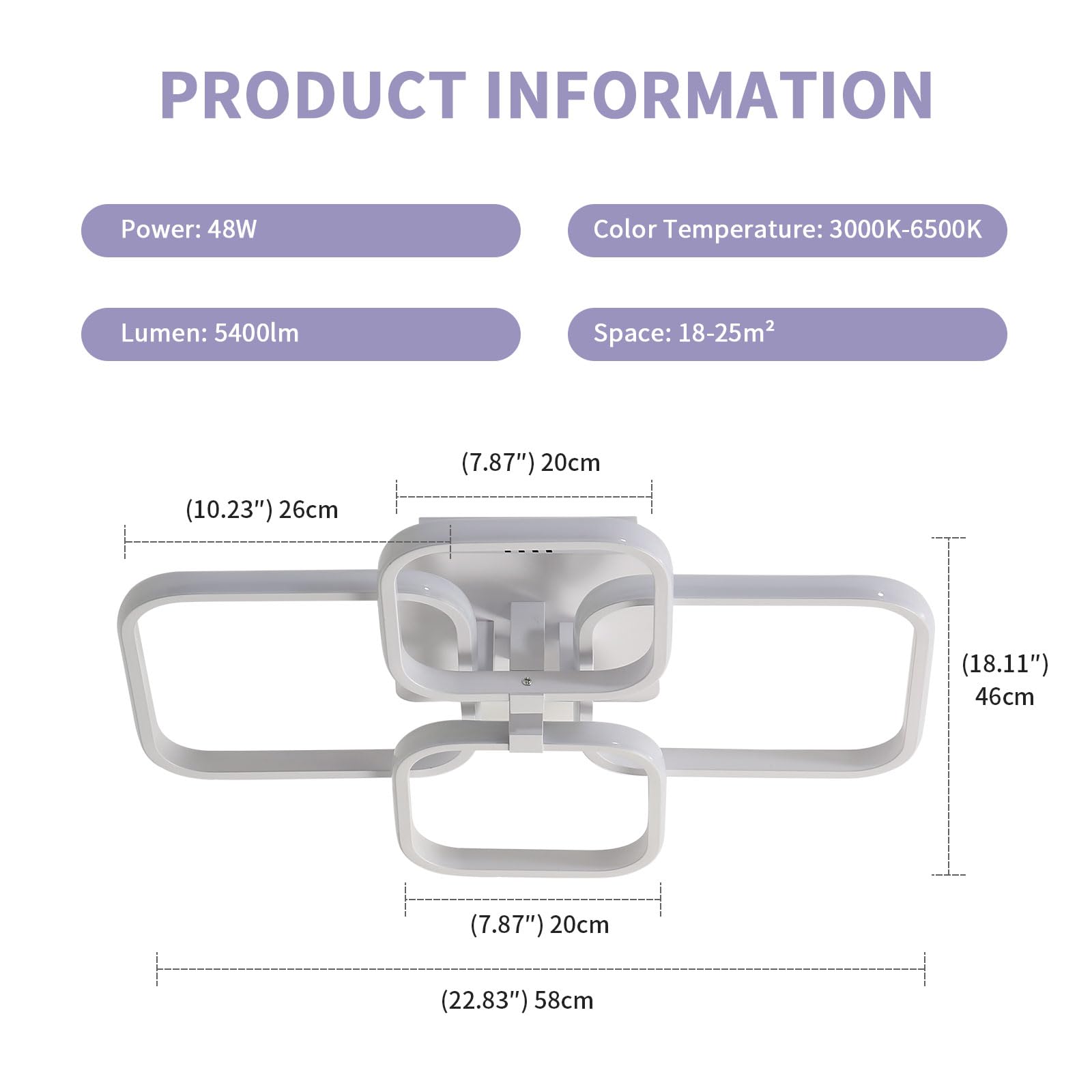 Tealight Plafoniera LED Dimmerabile, Lampada da Soffitto Moderna 48W 5400LM, Lampadario LED Regolabile 3000K-6500K per Soggiorno, Camera da Letto