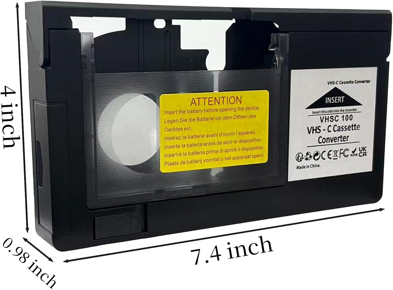 VHS-C to VHS Cassette Adapter, Portable Camcorder Tape Converter for VCR Player, Video Tape Adapter for VHS Digitizing & Old Home Video Transfer