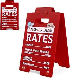 Answer Desk Rates Sign, 6.22x3.82 Inch Funny Office Gag Gifts Acrylic ...