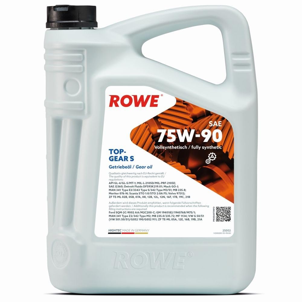 ROWE Hightec Topgear SAE 75W-90 S - 5 Liter PKW Getriebeöl vollsynthetisch | Made in Germany | 25002-0050-99, Hightec Topgear SAE 75W-90 S