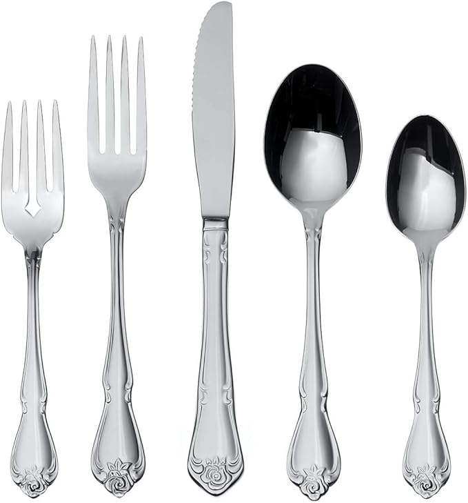 Oneida True Rose 45 Piece Everyday Flatware, Service for 8