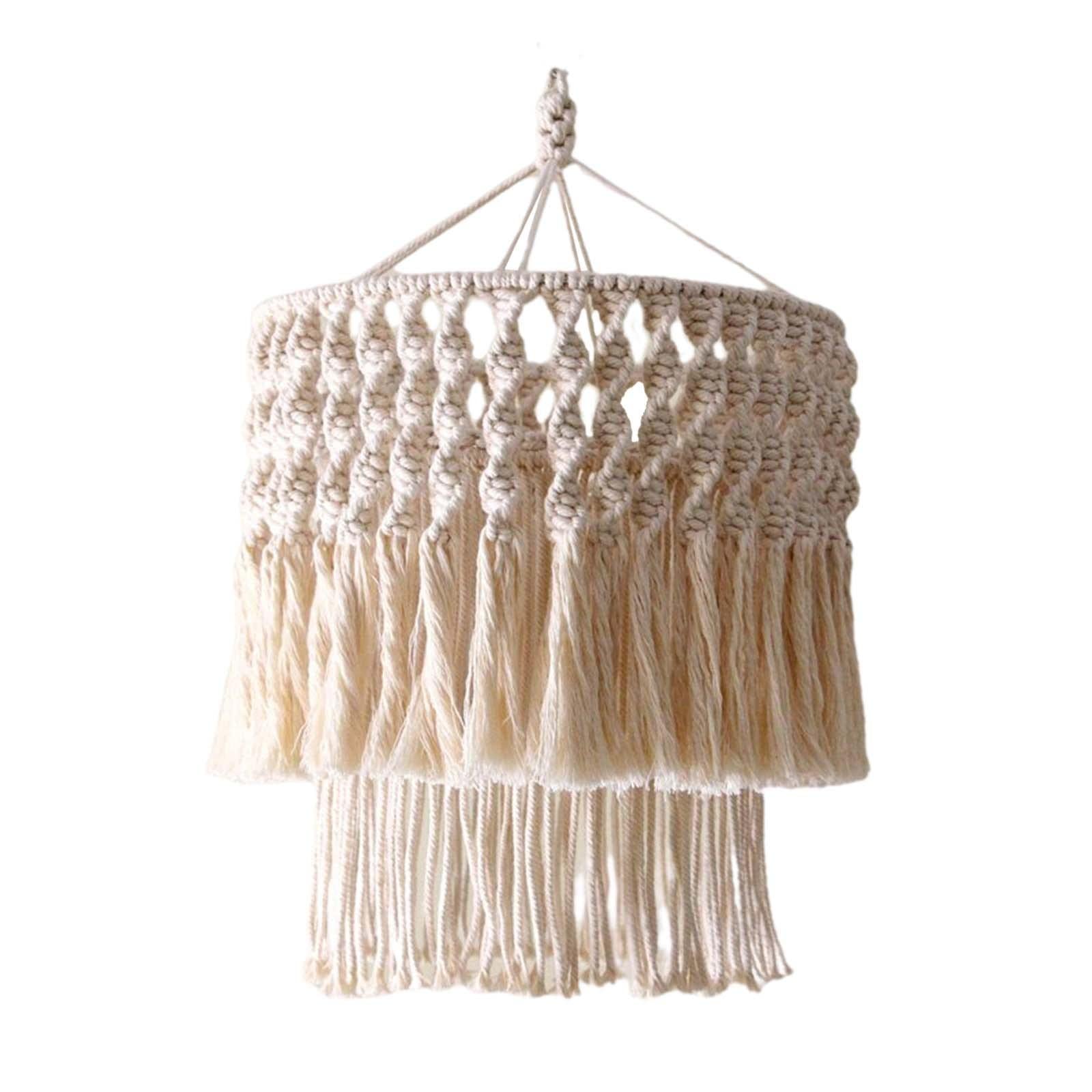 boho macrame lamp shade pendant light cover for hotel household dining table 40x50cm metal frame