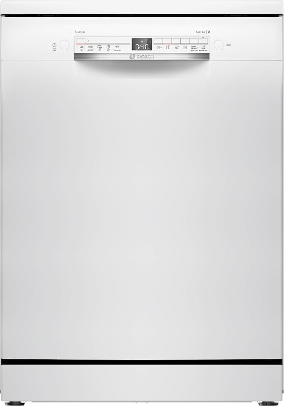 Bosch SMS2HTW08E Serie 2 - Lavavajillas independiente de 60 cm Smart Start, rendimiento higiénico confirmado, secado extra, programa favorito, Silence on Demand, AquaStop, aplicación Home Connect