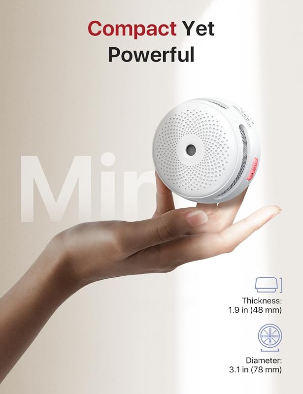 X-Sense XS01 Mini Füstérzékelő – 10 Éves Elem, LED Jelzőfény és Némító Gomb, Kompakt Tűzjelző Otthonra