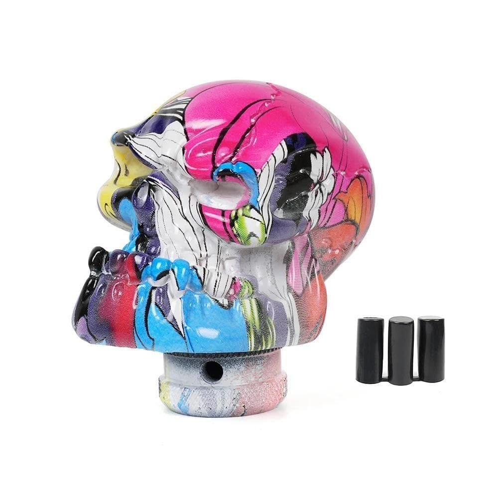 HYASDBWE Resin Graffiti Skull Gear Shift Knob Manual Transmission Shifter Lever Knob for Most Car Decorations Gear Shifter Parts(Pink)