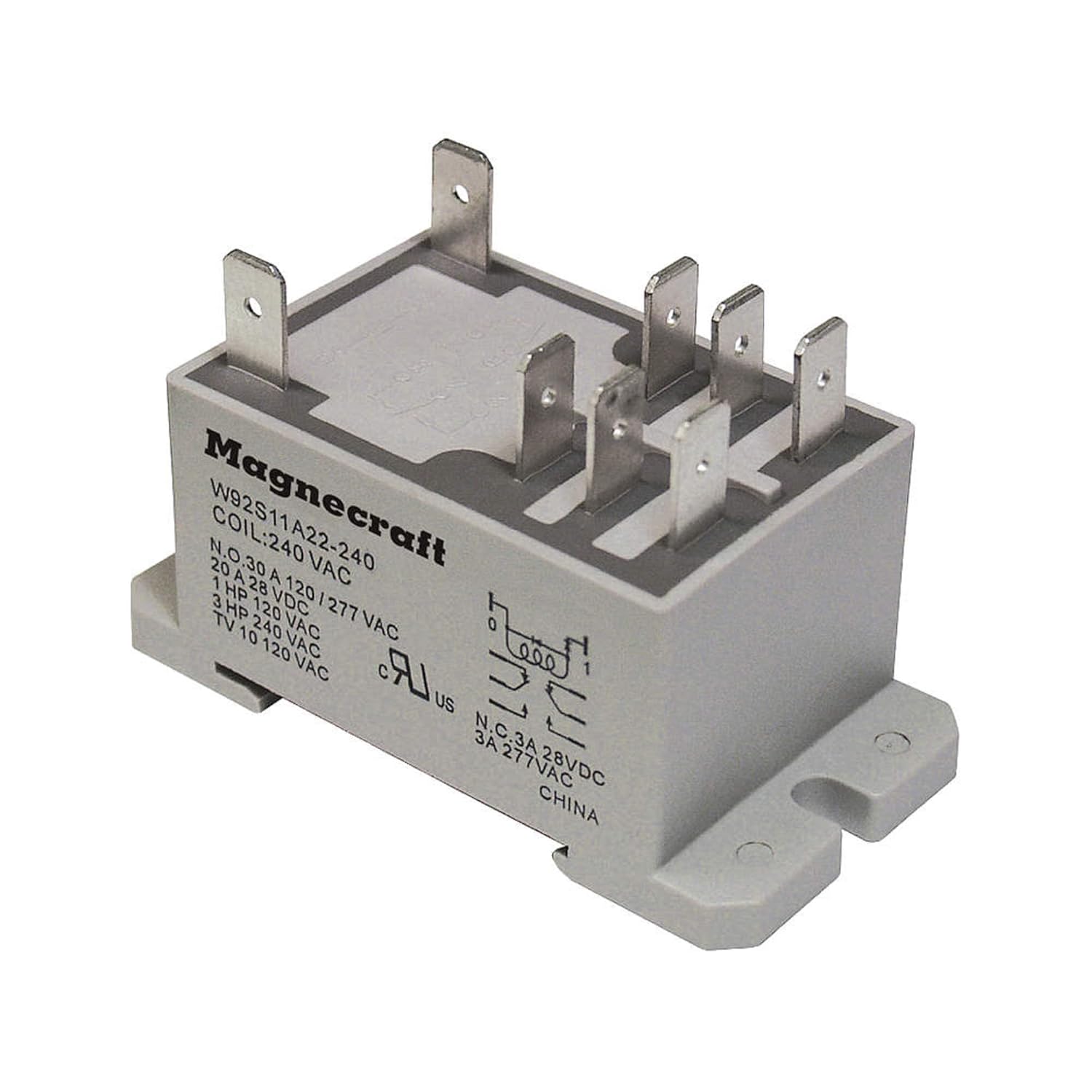Enclosed Power Relay, 8 Pin, 120Vac, Dpdt