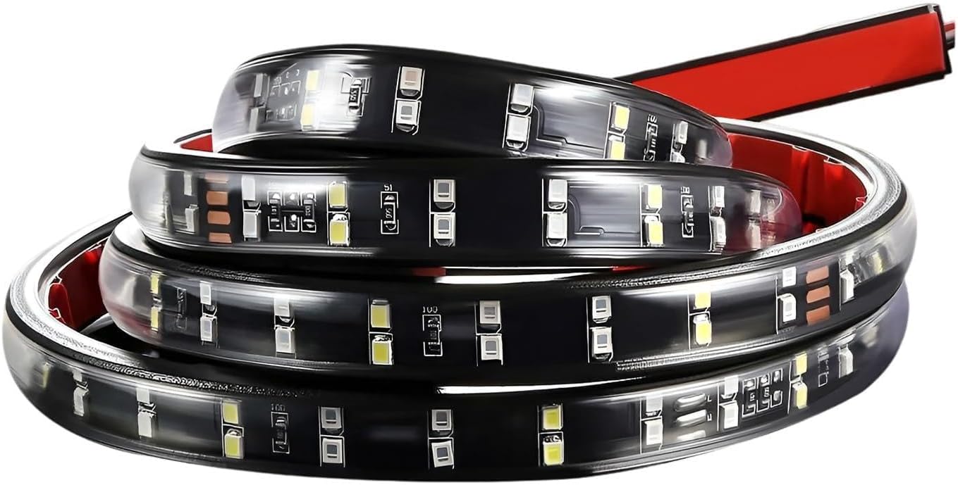 Tailgate Light Bar, 59 Inch Double Row LED Strip with Running Brake Reverse Lights, Universal Waterproof Rear Turning Signal Light Bar for Car Truck Pickup Trailer SUV (White & Red)