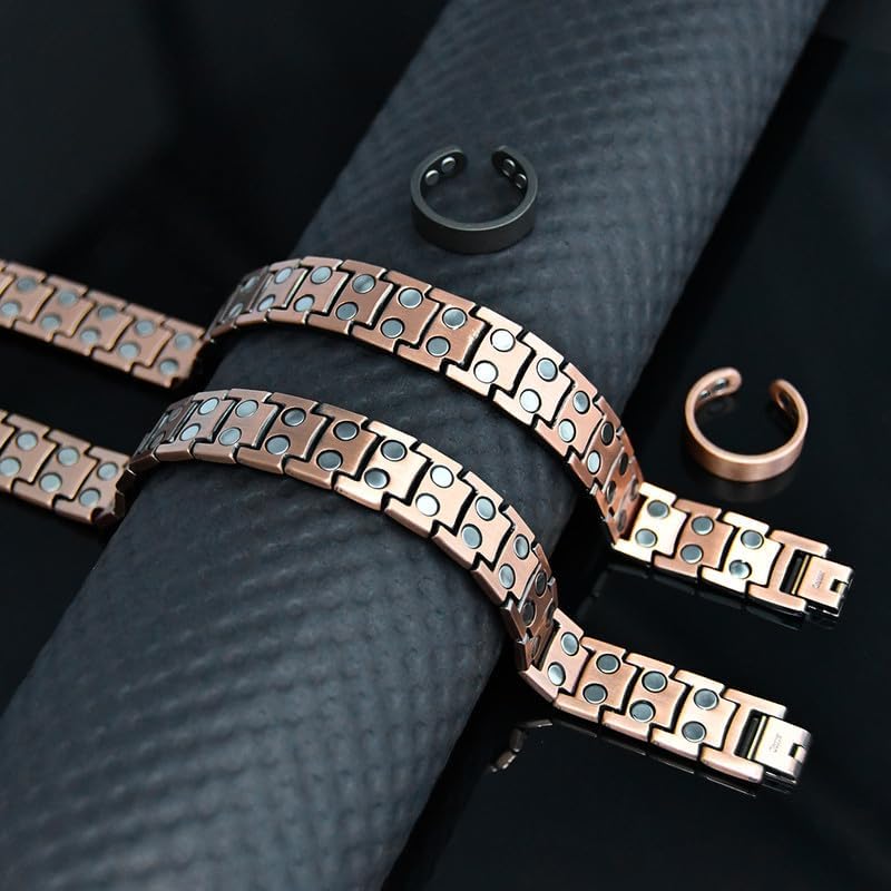 Copper Bracelet for Men Double Row Ultra Strength Magnets 99.99% Pure Copper Magnetic Bracelet & Ring with Adjustable Sizing Tool - Image 7
