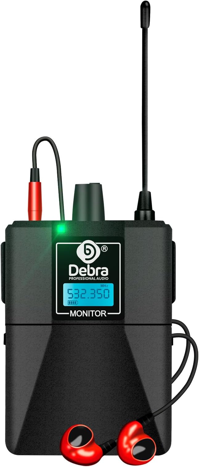 D Debra Bodypack with Earphone Only Suitable for ER-202 & ER-102 Mono Wireless in Ear Monitor System, Can Not Be Used Alone(Only 1 Bodypack)
