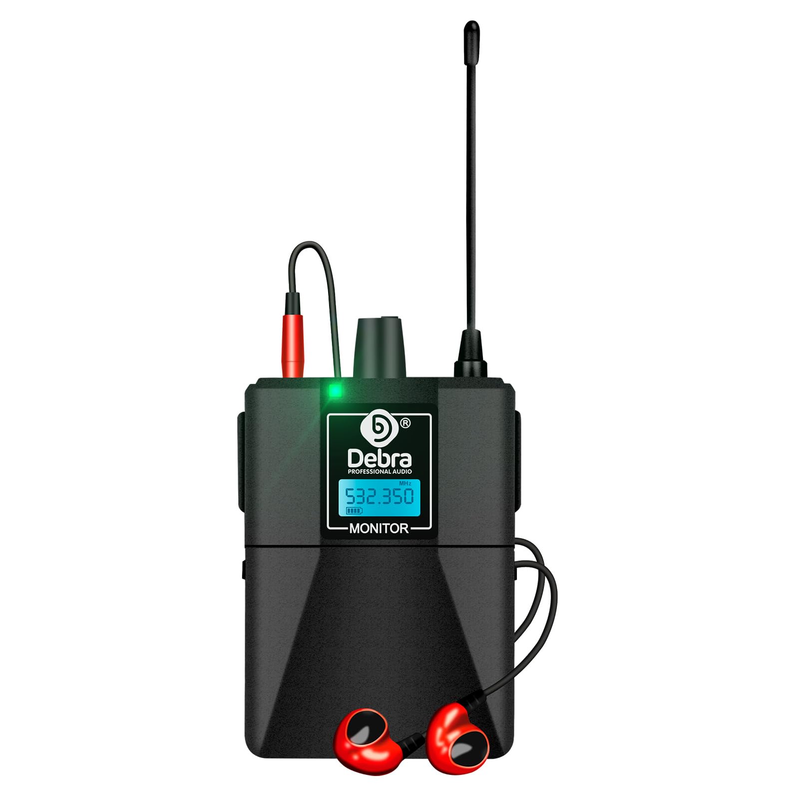 D Debra Bodypack with Earphone Only Suitable for ER-202 & ER-102 Mono Wireless in Ear Monitor System, Can Not Be Used Alone(Only 1 Bodypack)
