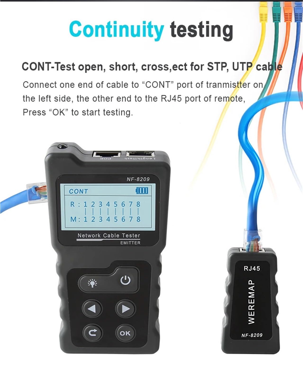 Localizzatore di Cavi, Localizzatore cavi LAN RJ45 Rete di rete Tester Connettore Cat5 Cat6 Strumento Ethernet PoE