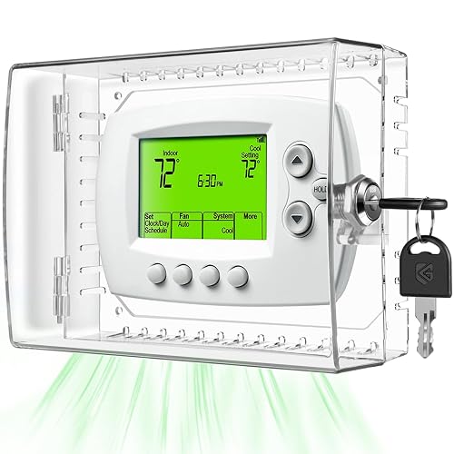 TRJ Large Thermostat Lock Box with Key, Clear Cover
