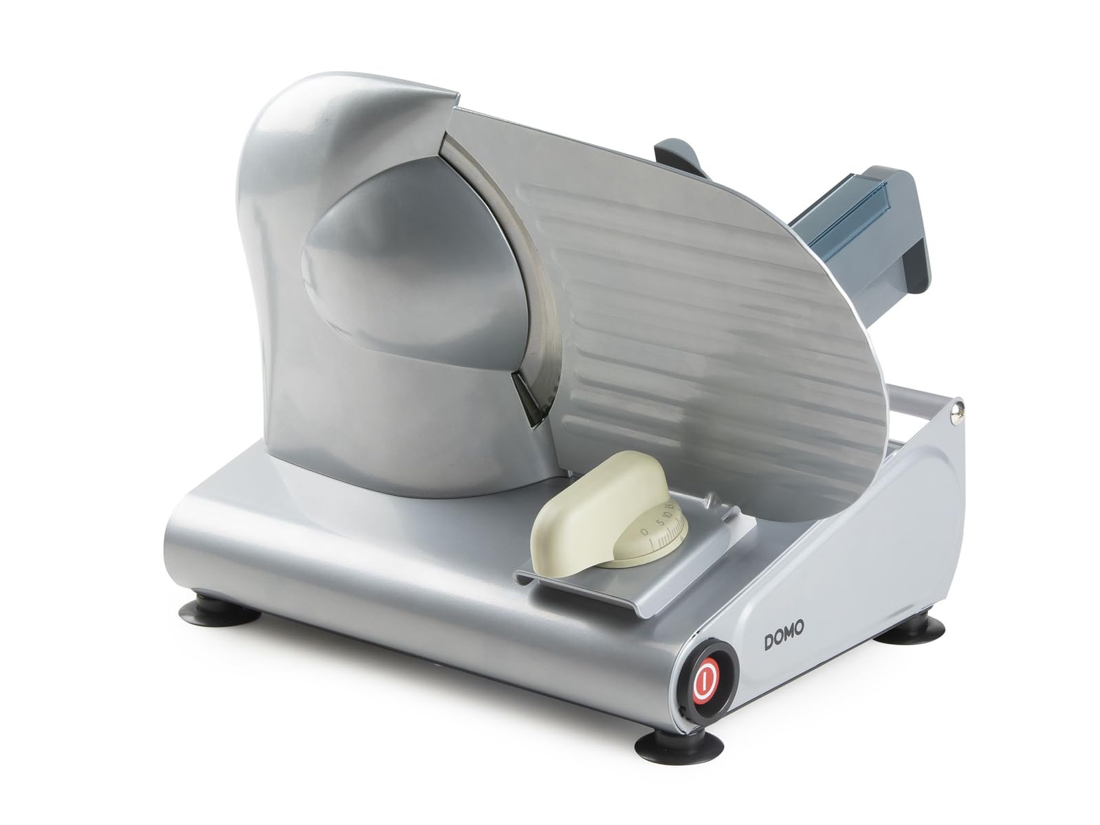 DOMO DO521S Allesschneider - Brotschneidemaschine für Brot, Aufschnitt oder Käse - Mit stufenlos einstellbarer Schnittstärke Ø 19 cm - bis 15 mm - Grau