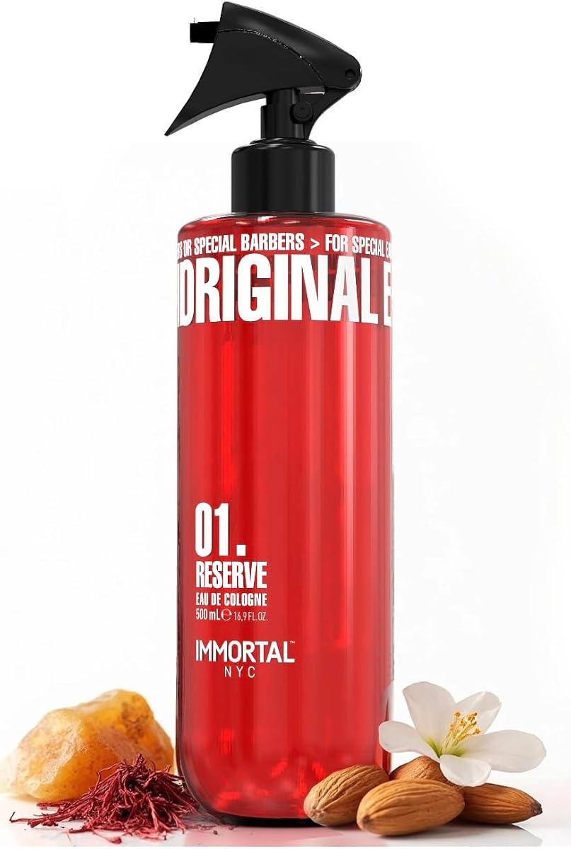 Immortal NYC Reserve 01, After Shave Spray Body/Face Men's Cologne, 17 oz, Exclusive Barbers, Softens Skin, Refreshes, Disinfects and Relieves Face and Skin, Moisturizing Formula After Shaving