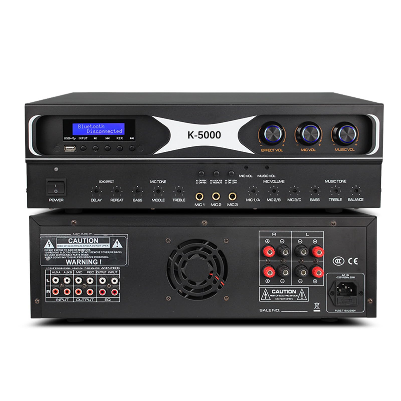 Amplificatore di potenza a doppio canale, uscita 550W*2, anti-ulula, USB/Bluetooth, ideale per KTV e sistemi audio domestici