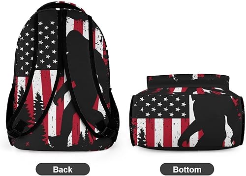 Miniatura 5 de Bigfoot and American Flag - Mochila de viaje para computadora portátil, bolsa duradera para computadora para hombres y mujeres, Estilo, Mochilas