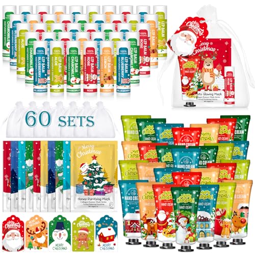 KONEUK 60 Pack Christmas Hand Cream, Facial Mask and Lip