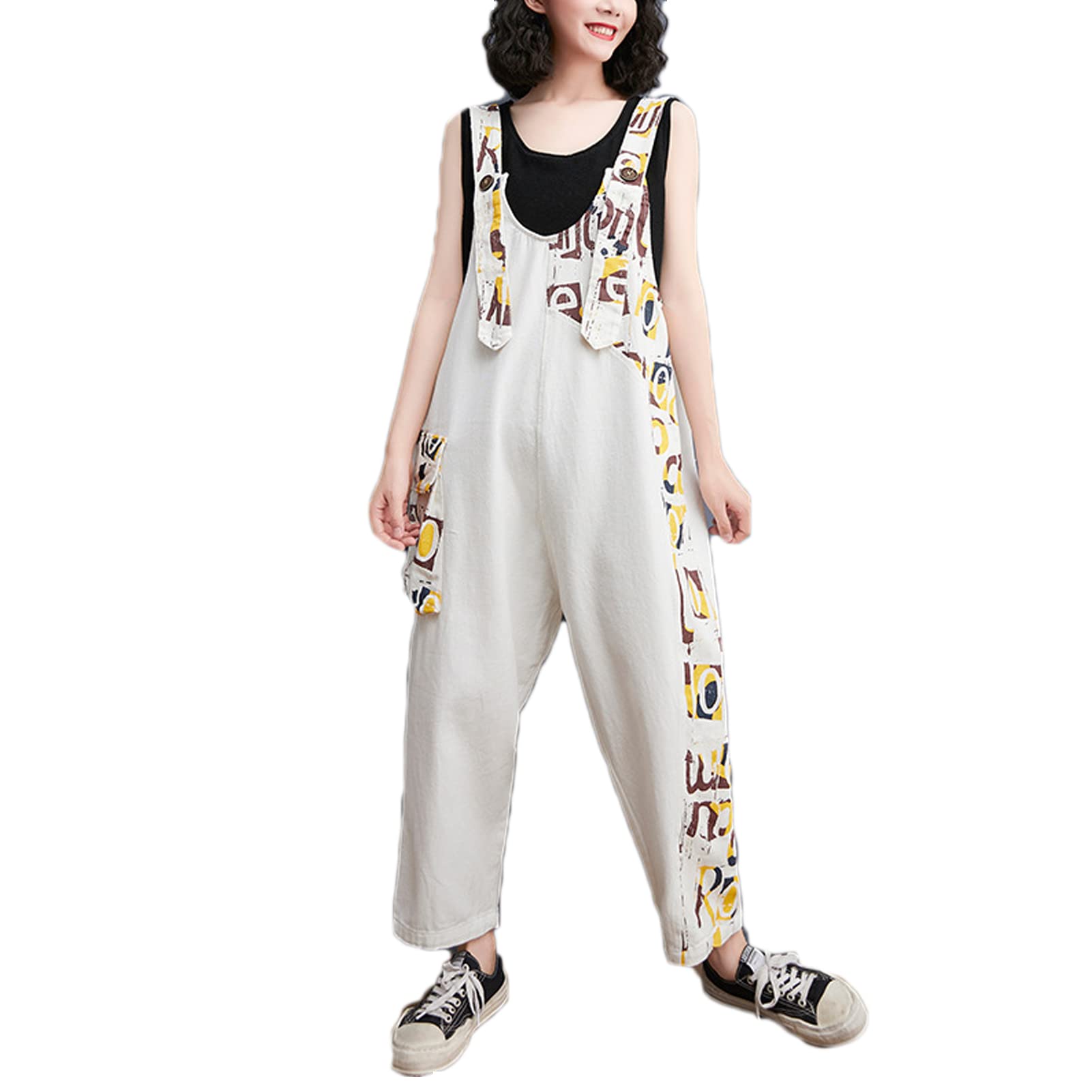Salopette da donna in denim Salopette Pantaloni da donna Vintage Casual Baggy Jean Tute regolabili Tute Tute a gamba larga Tutina Pantaloni lunghi