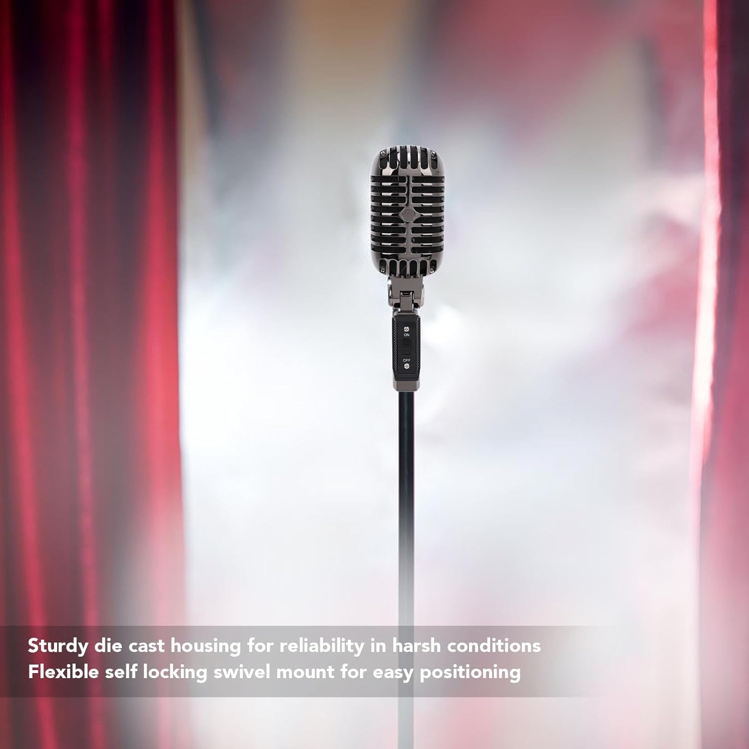 GOWENIC Classic Retro Dynamic Vocal Microphone, Old Vintage Dynamic Vocal Mic Cardioid Mic with Adjustable Stand for Speech, Vocal, Instrument Performance