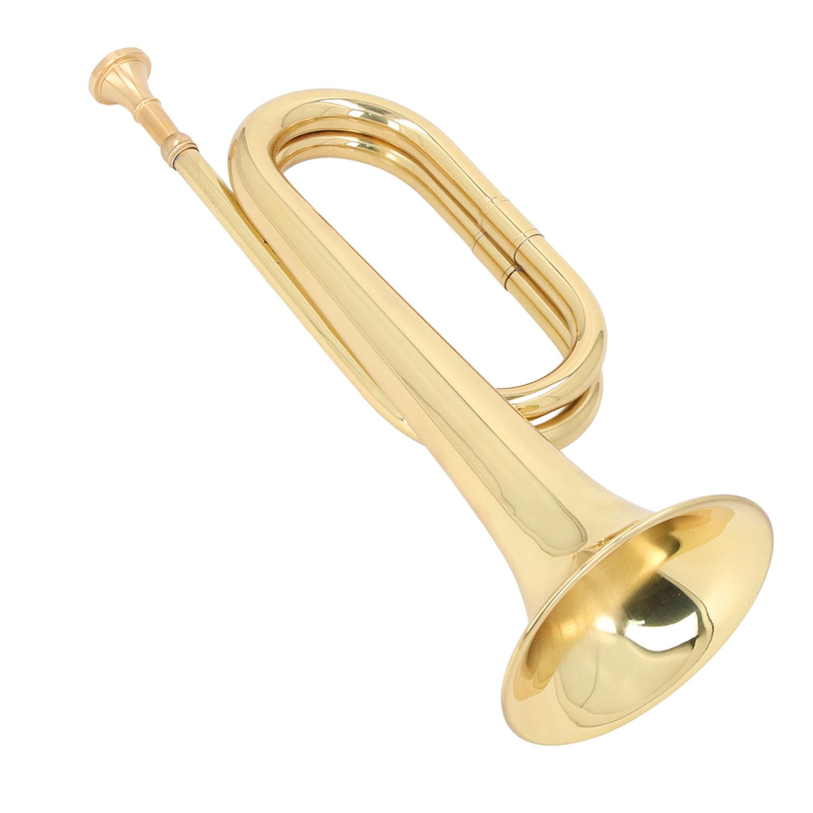 POENVFPO Corneta Española con Llave en C, Trompeta de Caballería de Latón con de Válvula Suave y Cómodos Botones para los Dedos, para Músicos Principiantes y Actuaciones de Bandas de