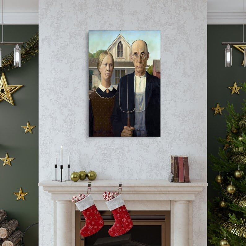 Quadro Da Parete In Legno Beavis And Butt-Head - Parodia Di "American Gothic" Per Man Cave O Sala Giochi