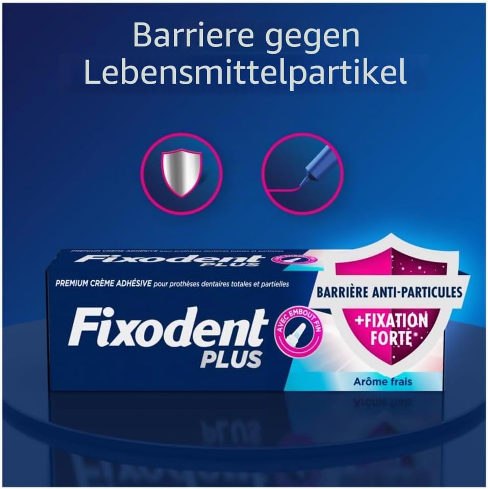 Fixodent Plus die beste antibakterielle Technologie Haftcreme für Zahnprothesen, 40 g Fixodent Plus 40 g