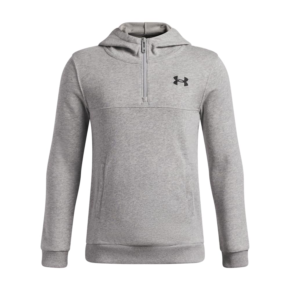 Under Armour Boys Grey Kids' Rival Quarter Zip Hoodie in Size 7 - 8 Years, Sports Direct