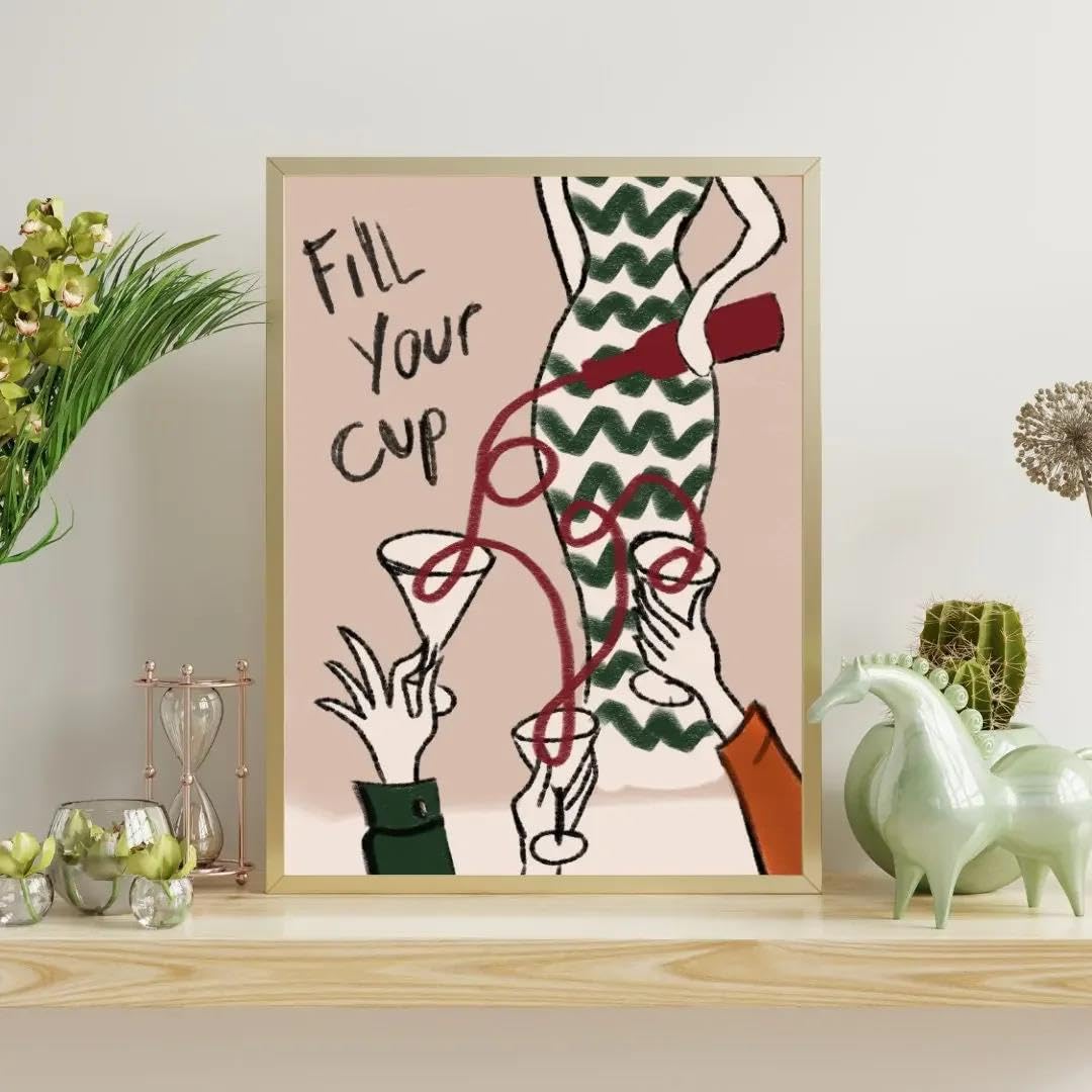Póster retro con diseño de carrito de bar para decoración de paredes 4