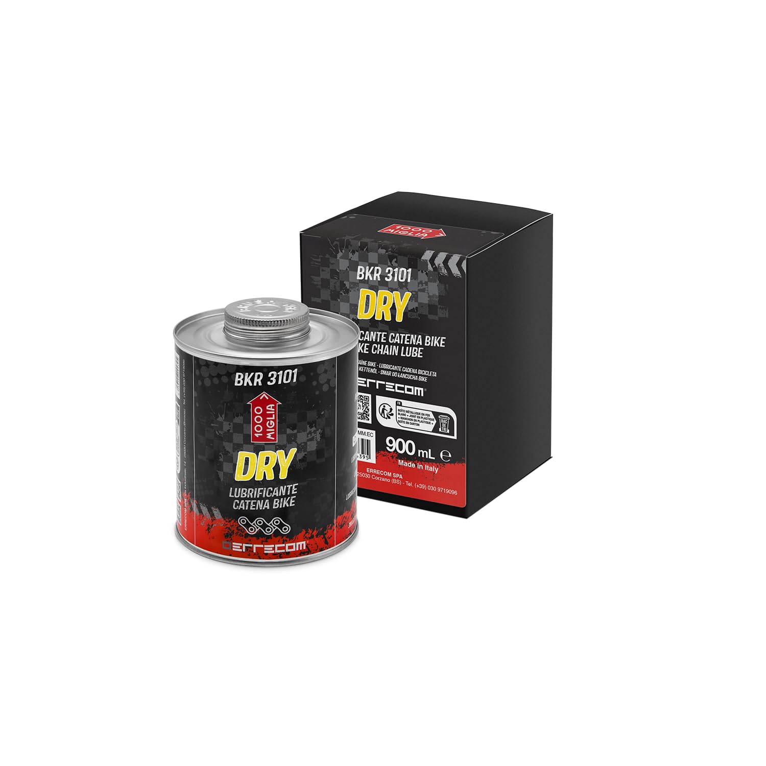 1000 Miglia BKR 3101 Lubrificante Catena Bici Dry - 900 ml, per Condizioni Asciutte e Polverose, Clima Secco, Barattolo All-In-One con Pennello incluso