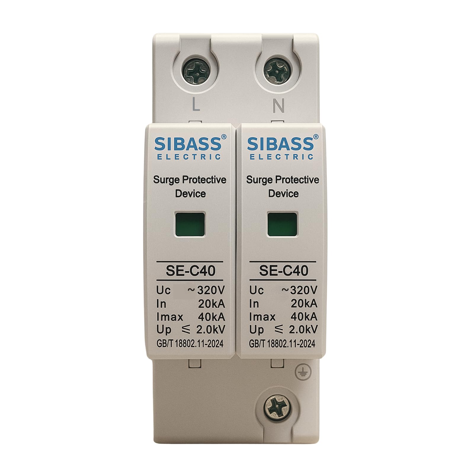 SIBASS ELECTRIC AC SINGLE PHASE SPD SURGE PROTECTION DEVICE 320V 2 POLE (SE-C40)