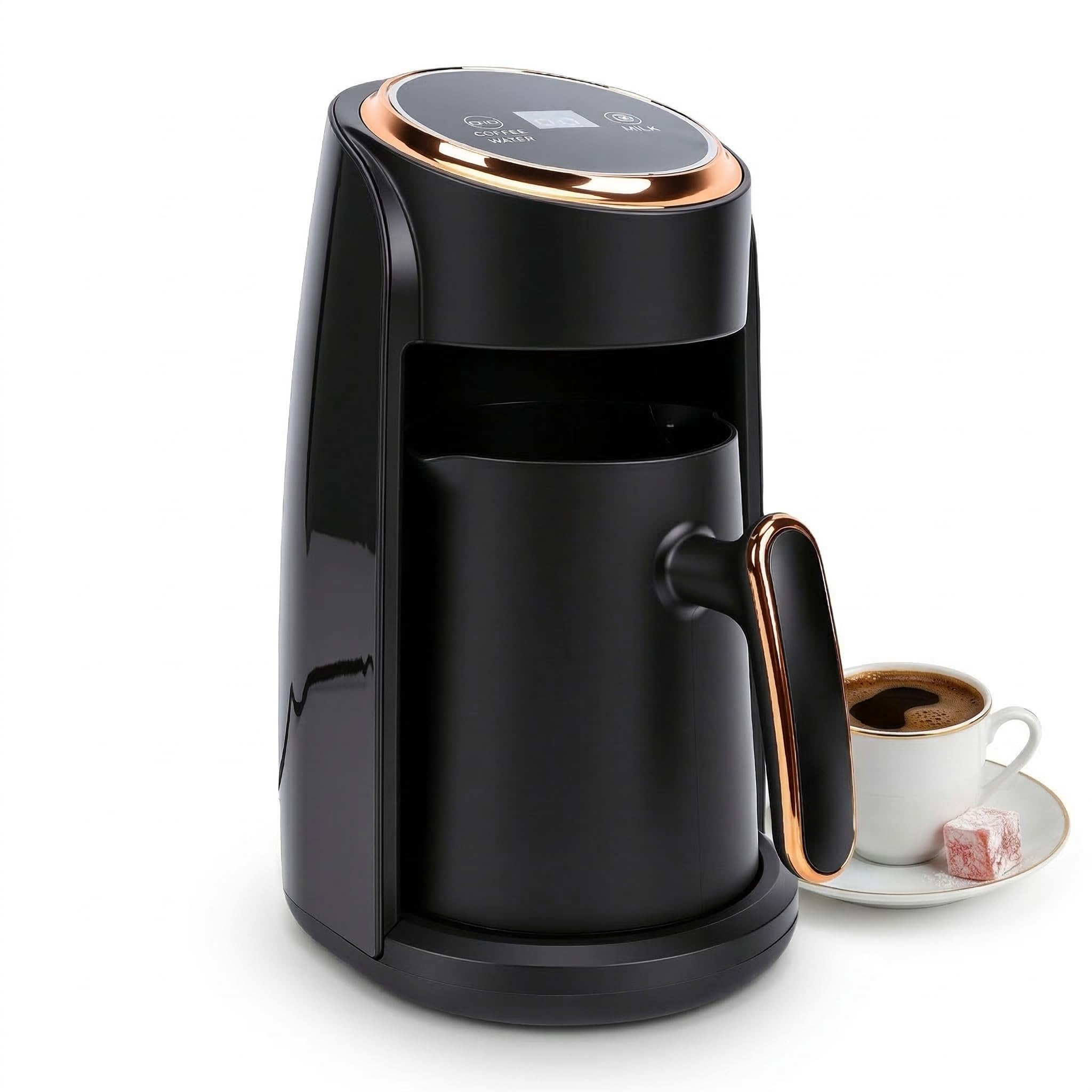 Cafetera Eléctrica para Café Griego, 600 W de Potencia de Vapor, Capacidad para 3-5 Tazas, Diseño Compacto, Depósito de 0,5 L, Espumador de Leche para Latte y Capuchino