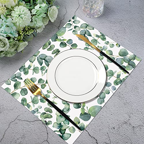 45 Pcs Eucalyptus Paper Placemats Eucalyptus Leaves Disposable Table Mats Green Leaf Dinner Place Mats Eucalyptus Rectangular Tablemats For Wedding Baby Shower Birthday Party Decor, 14 X 11 Inch #TOP4