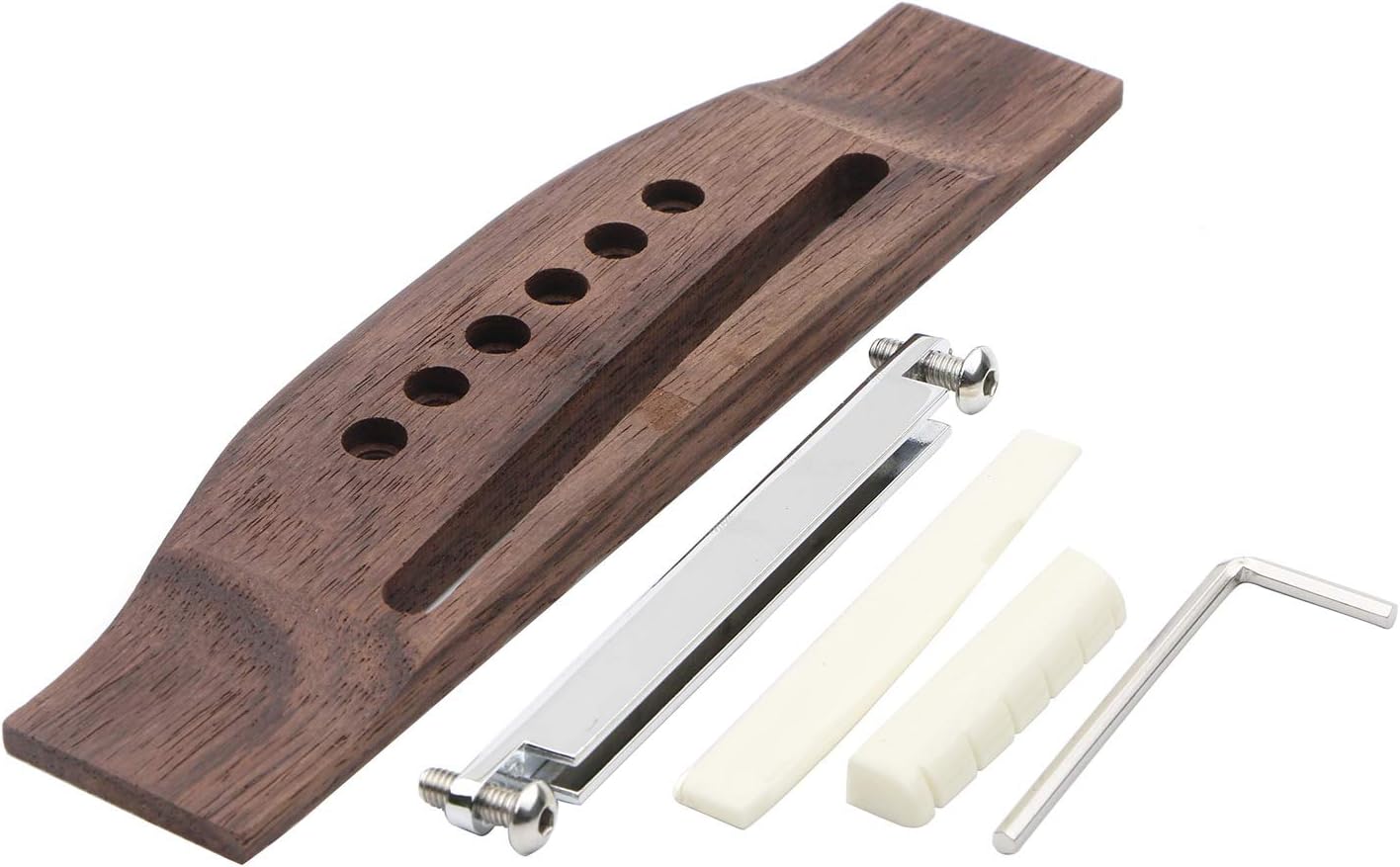 Swhmc 6 String Adjustable Rosewood Bridge Insert Set Saddle Nut Acoustic Guitar Parts Replacement