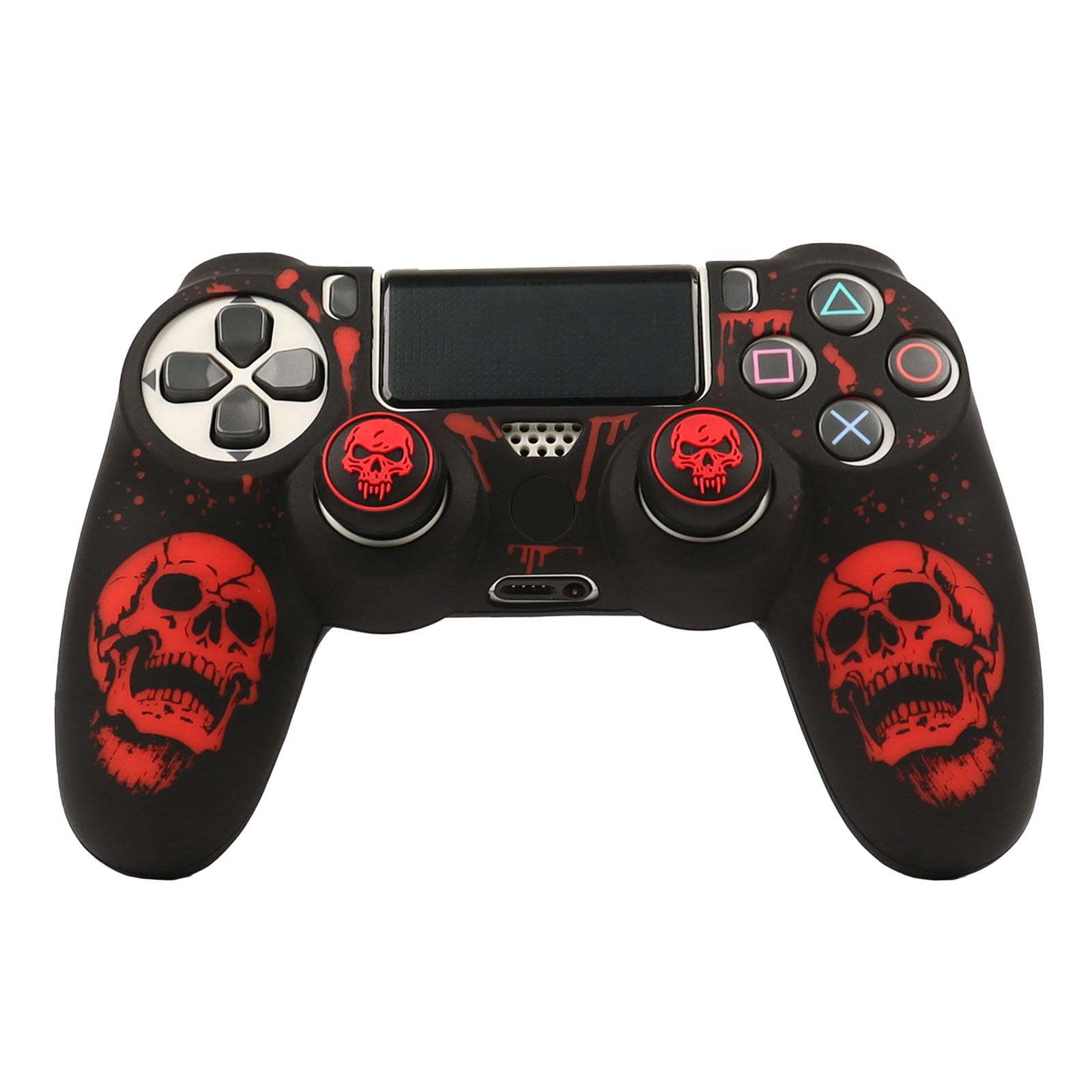 RALAN Skull HeadDesign Controller Skin Cover with 2 Thumb Grips Compatible with PS4/Playstation 4 Slim/Pro Controller